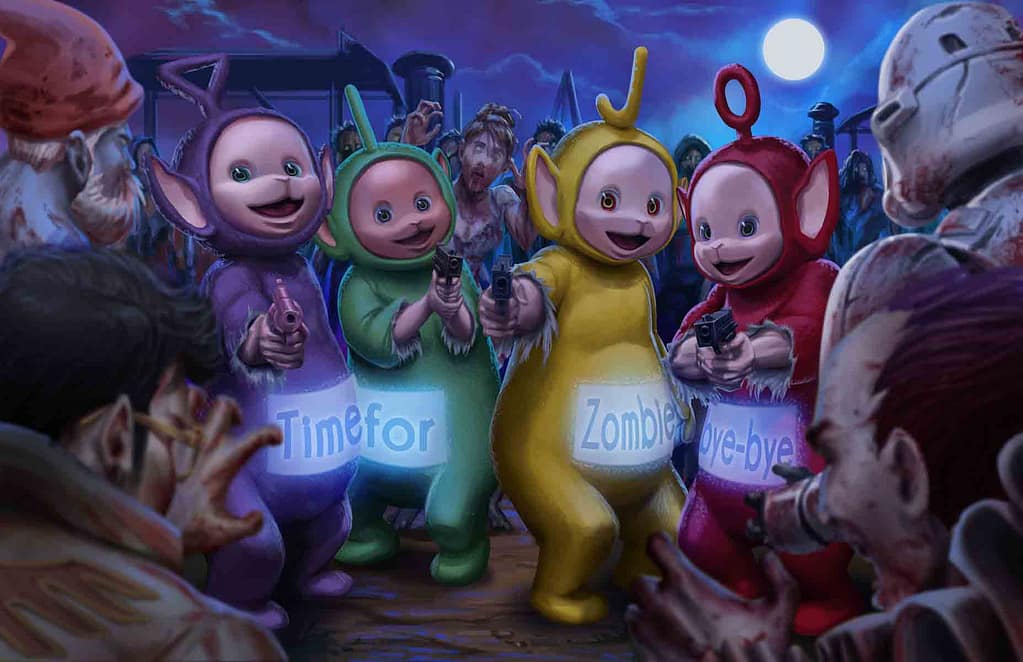 thezeebrothers vol3 scenefrombook teletubbies vs zombies