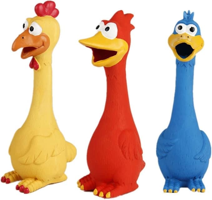 squeaky rubber chickens