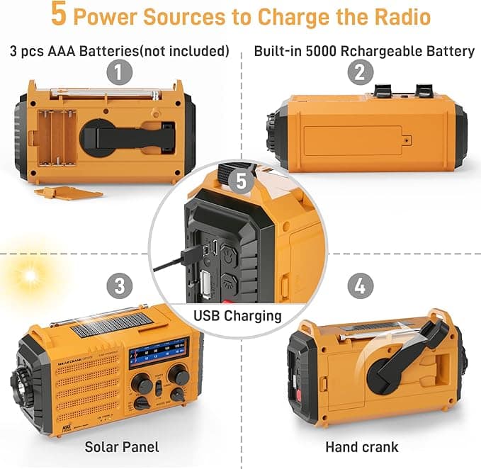 emergency radio with solar hand crank noaa weather